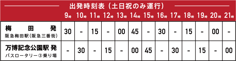 出発時刻表(土日祝のみ運行)